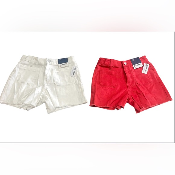 Old Navy Kids Girls Bundle Shorts Sz 10 NWT Red/White Adjustable Waist High Rise - Picture 1 of 10
